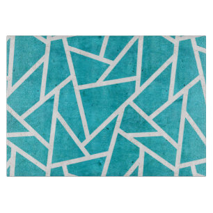 Planche À Découper Motif en mosaïque bleu-vert et blanc