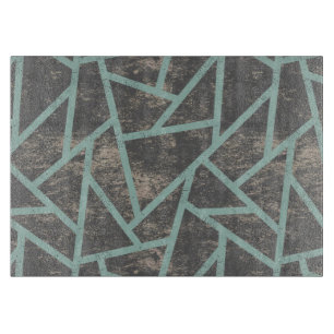 Planche À Découper Motif en mosaïque vert pâle et gris