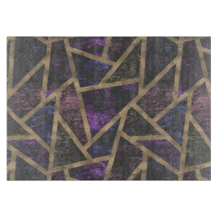 Planche À Découper Motif en mosaïque violet et or