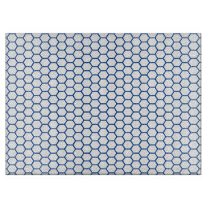 Planche À Découper Motif en nid d'abeille octogonal bleu sur verre ré