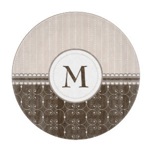 Planche À Découper Motif fait sur commande de monogramme de brun