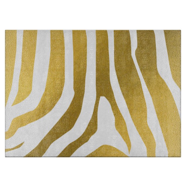 Planche À Découper Motif Faux Gold Zebra Print Stripes (Devant)