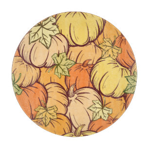 Planche À Découper motif feuille citrouille vintage.