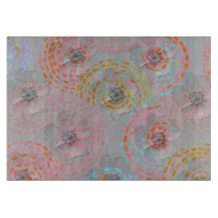 Planche À Découper Motif fleuri coloré avec lignes graphiques pointil