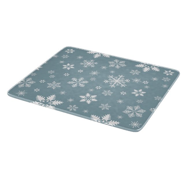 Planche À Découper Motif Flocon de Neige, Flocons Blancs, Neige, Gris (Coin)