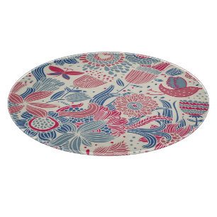 Planche À Découper Motif floral avec l'oiseau et le papillon