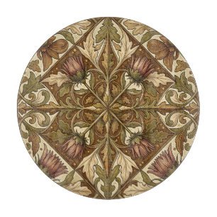Planche À Découper Motif floral chardon marron chaud victorien