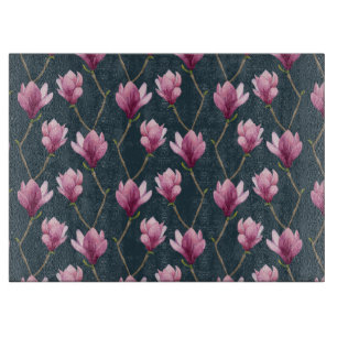 Planche À Découper Motif floral d'aquarelle de magnolia