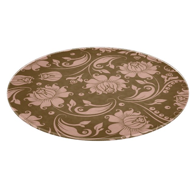 Planche À Découper Motif floral de rose et de brun (Coin)