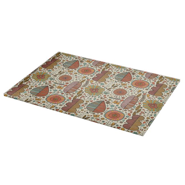 Planche À Découper Motif floral d'été fait de feuille (Coin)