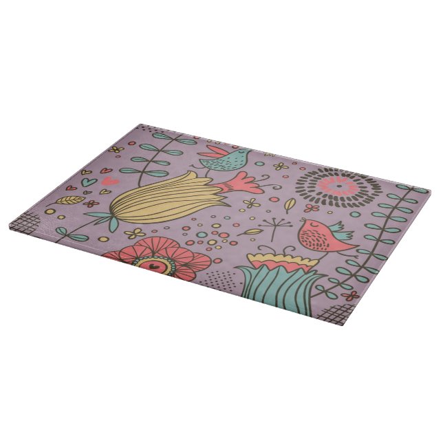 Planche À Découper Motif floral élégant avec des fleurs (Coin)