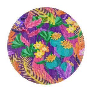 Planche À Découper Motif floral exotique coloré-23148