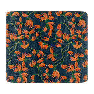 Planche À Découper Motif floral orange fluide