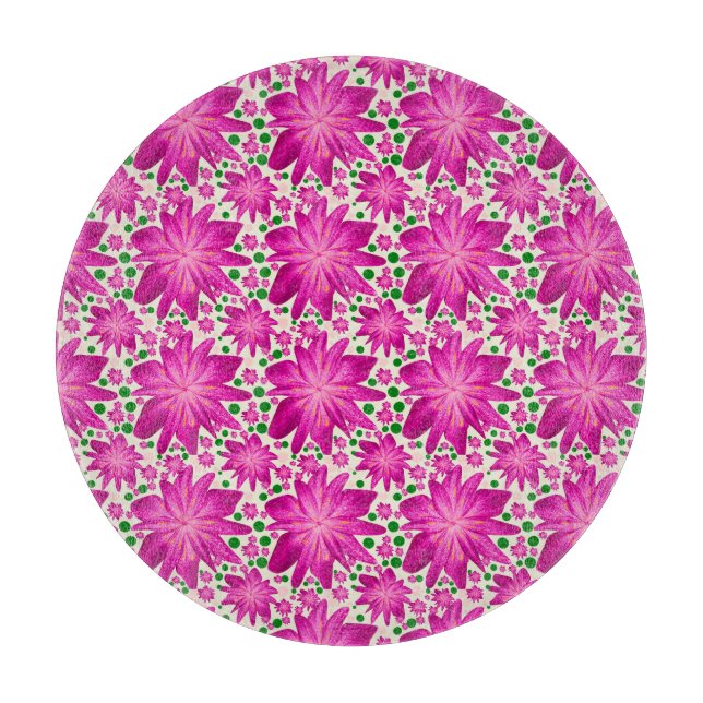 Planche À Découper Motif floral rose vif sans couture  (Devant)