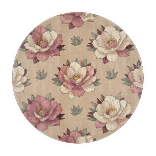 Planche À Découper Motif floral sans couture de pivoine rose poussiér