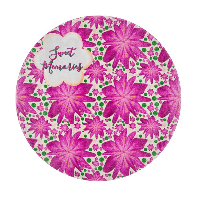 Planche À Découper Motif floral sans couture rose vif personnalisé  (Devant)
