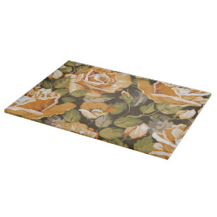 Planche À Découper Motif floral vintage des roses jaunes