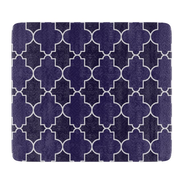 Planche À Découper Motif géométrique bleu Quatrefoil de la Marine (Devant)