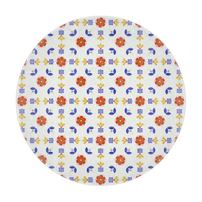 Planche À Découper Motif géométrique de fleur au néon d'art populaire (Devant)