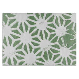 Planche À Découper Motif géométrique vert et blanc olive