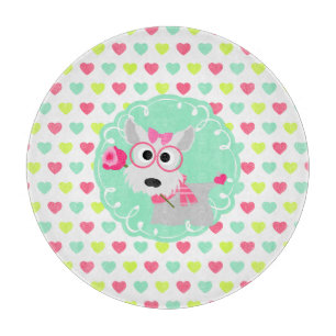 Planche À Découper Motif Girly mignon de coeurs de menthe de rose de