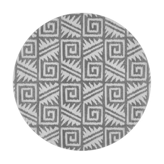 Planche À Découper Motif Ikat Aztec - Nuances de gris / gris (Devant)