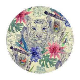 Planche À Découper Motif indien vintage de tigre de style