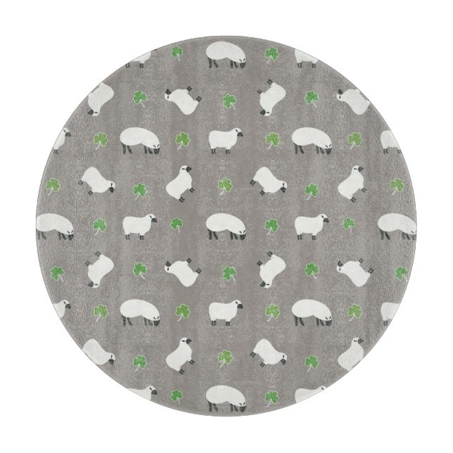 Planche À Découper Motif irlandais de shamrock et de moutons (Devant)