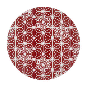 Planche À Découper Motif japonais Asanoha - rouge foncé