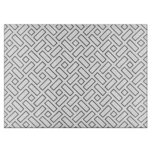 Planche À Découper Motif linéaire noir et blanc - blanc