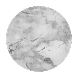 Planche À Découper Motif marbre blanc et argent moderne