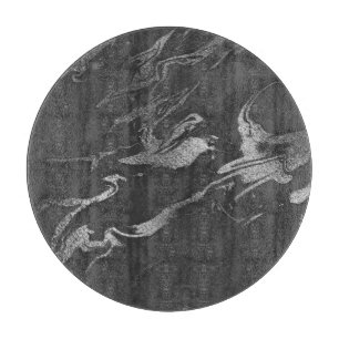 Planche À Découper Motif marbre noir et argent moderne