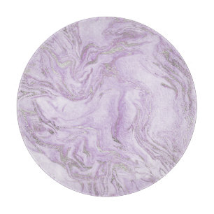 Planche À Découper Motif moderne clair violet et marbre argenté