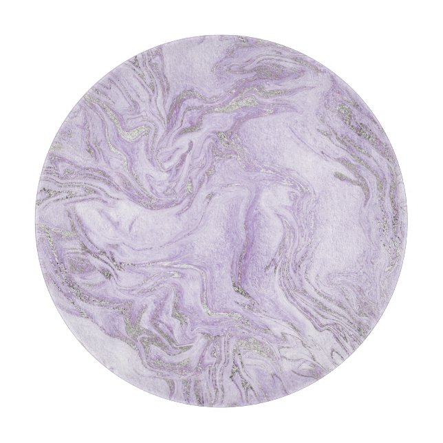 Planche À Découper Motif moderne clair violet et marbre argenté (Devant)