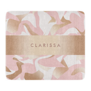 Planche À Découper Motif moderne élégant d'abrégé sur blanc de rose