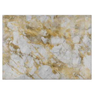 Planche À Découper Motif moderne en marbre blanc et or