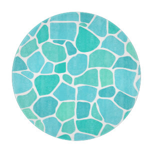 Planche À Découper Motif mosaïque en verre de mer turquoise aqua