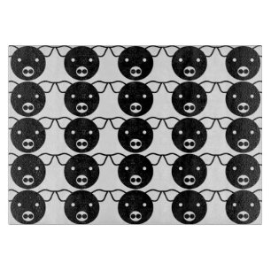 Planche À Découper Motif noir et blanc de visage de porc pour des