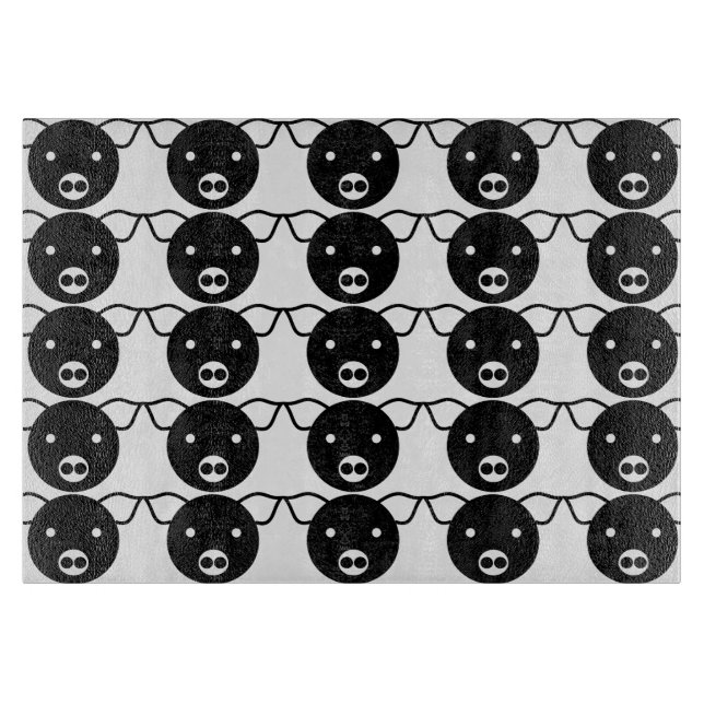 Planche À Découper Motif noir et blanc de visage de porc pour des (Devant)