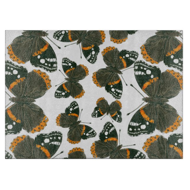 Planche À Découper Motif papillon de l'amiral rouge (Devant)