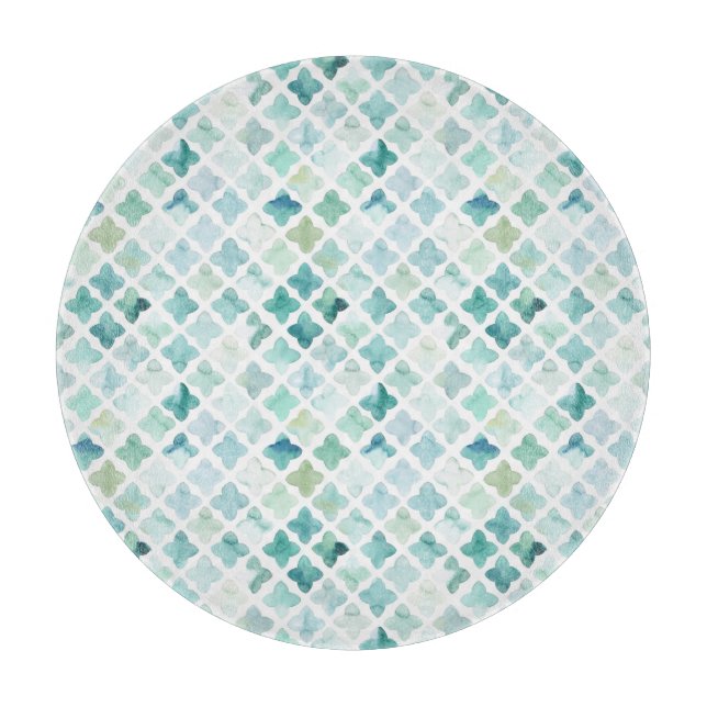 Planche À Découper Motif peint à la main de turquoise (Devant)