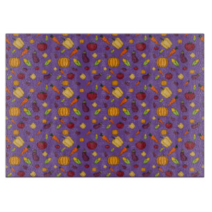 Planche À Découper Motif pourpre de légumes de la récolte de Thanksgi