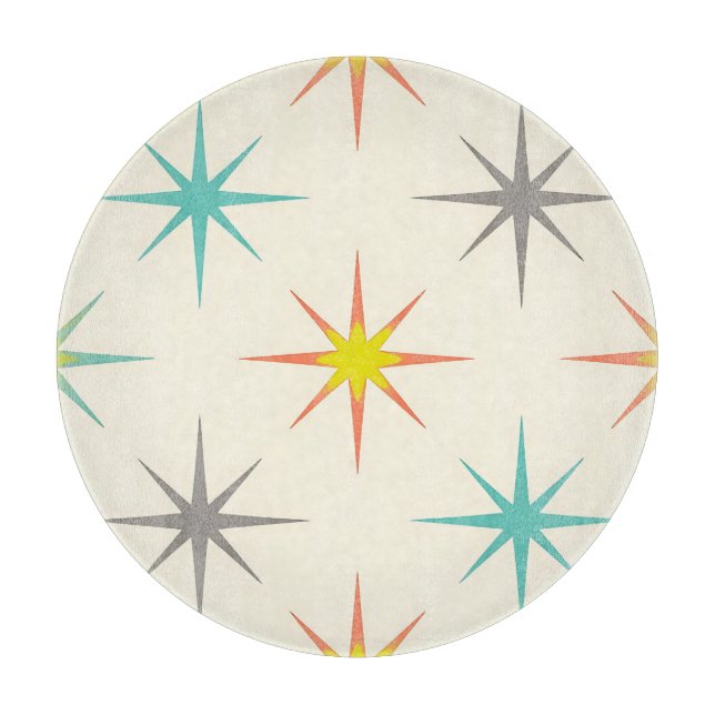 Planche À Découper Motif Rétro Starburst Milieu de Siècle (Devant)