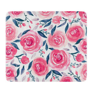 Planche À Découper Motif Rose d'aquarelle rose