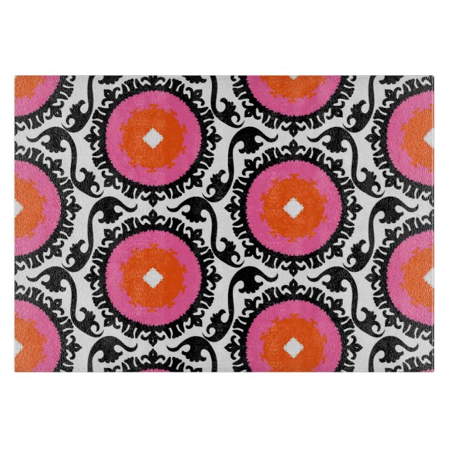 Planche À Découper Motif rose de Suzani (Devant)