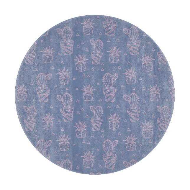 Planche À Découper Motif rose et pourpre de cactus de bande dessinée (Devant)