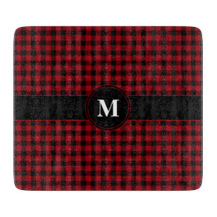 Planche À Découper Motif rouge Monogramme moderne