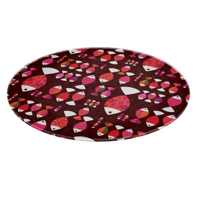 Planche À Découper Motif sous-marin de rétros poissons abstraits (Coin)