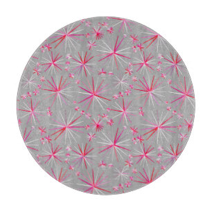 Planche À Découper Motif Sputnik milieu du siècle, gris et fuchsia