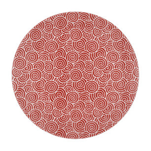 Planche À Découper Motif tourbillon japonais - rouge profond et blanc